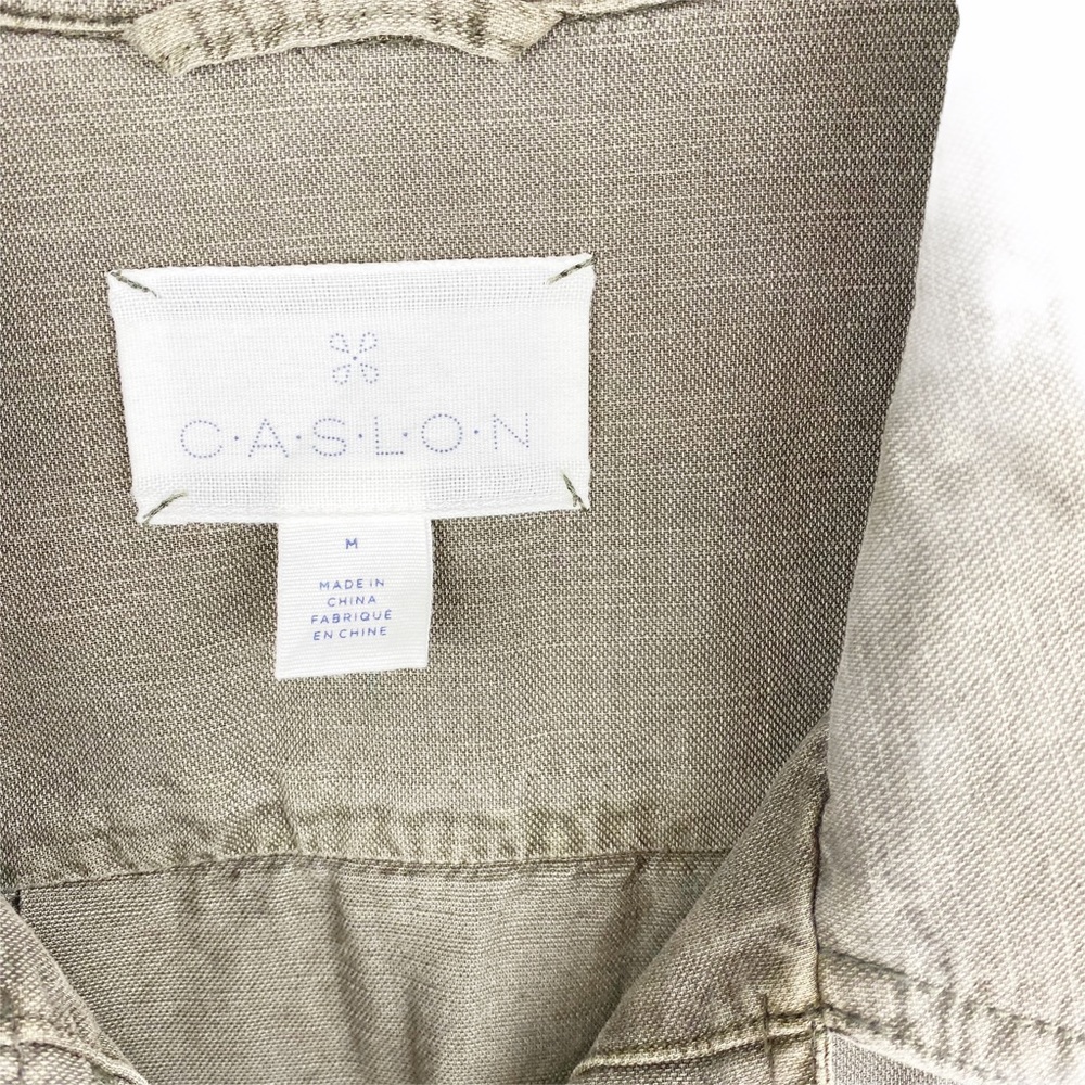 CASLON Army Green Button Down Shirt Jacket Medium - Picture 5 of 7